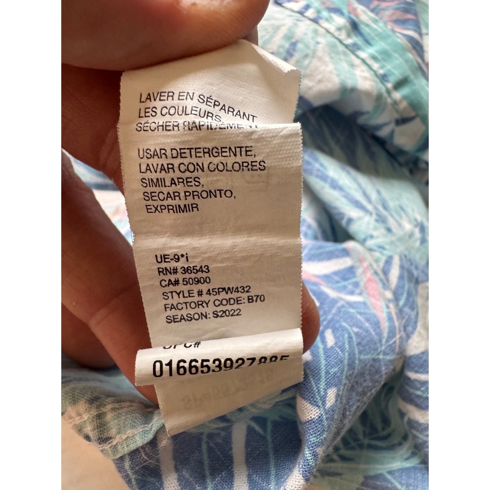 IZOD Saltwater Relaxed Classics Floral Palm Leaf Short Sleeve Shirt Tropical L - Picture 7 of 11